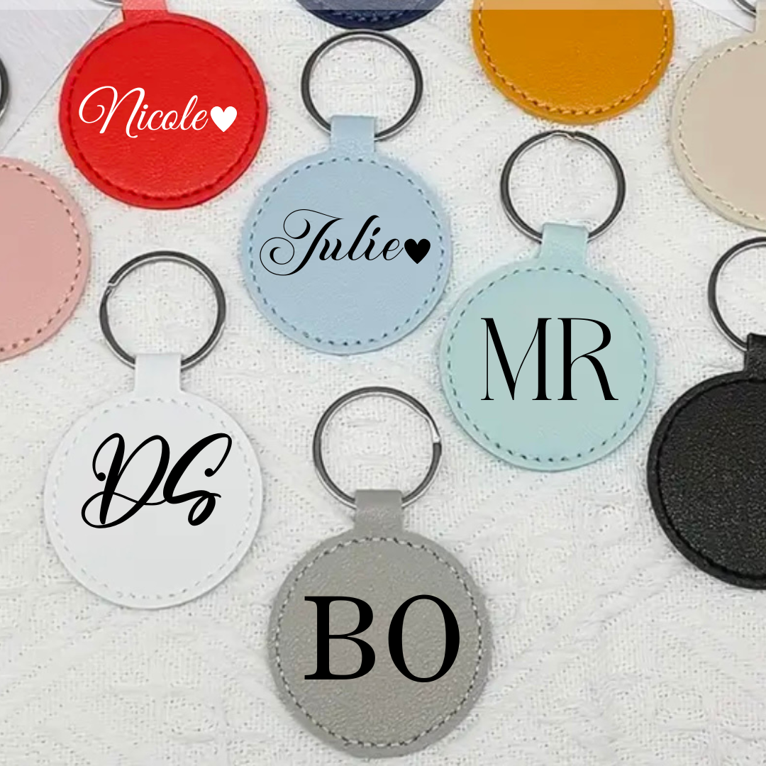 Custom Leather Circle Keychain |Unique Gift - BT Collection LLC
