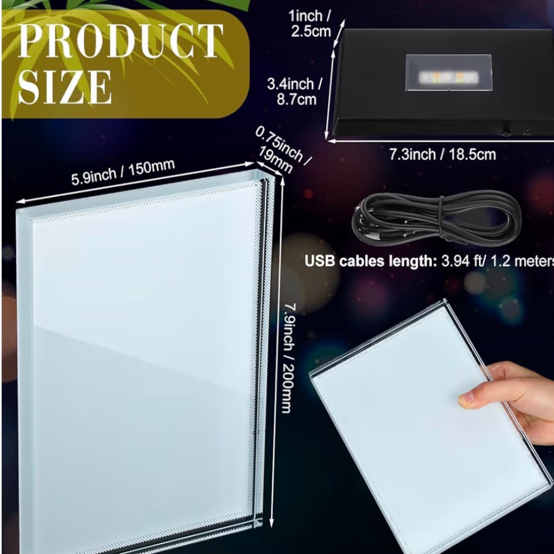 Personalized crystal photo frame with colorful LED Base