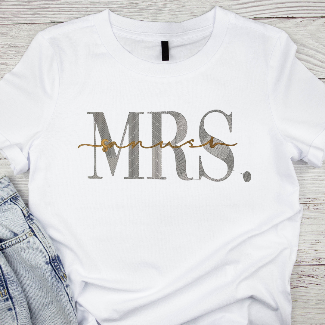 Personalized Mr & Mrs Embroidered T-Shirt - BT Collection LLC