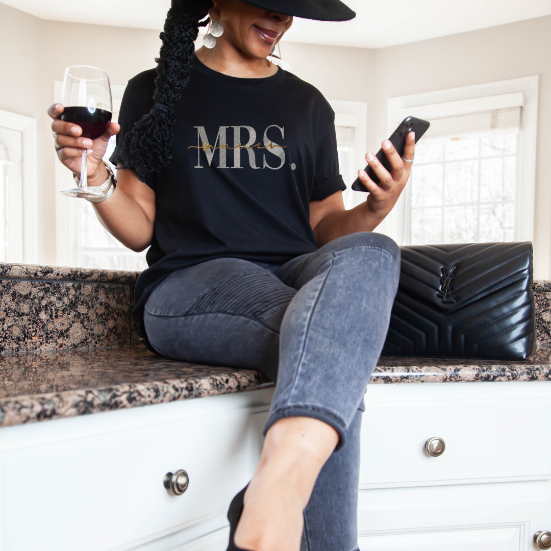 Personalized Mr & Mrs Embroidered T-Shirt - BT Collection LLC