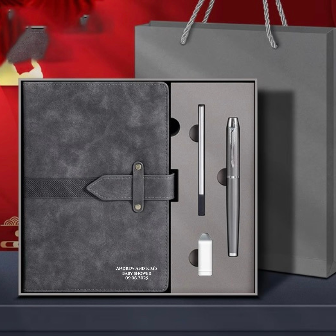 Custom Leather Journal Gift Set with Pen & More - BT Collection LLC