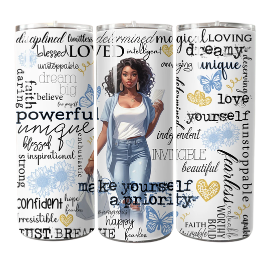 Love Yourself Affirmation 20oz Skinny Tumbler - BT Collection LLC