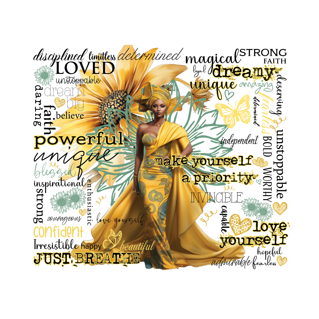 Gold Positive Affirmations 20oz Skinny Tumbler - BT Collection LLC