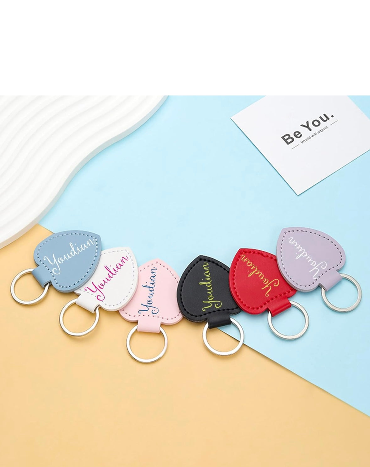 Custom Leather Heart Keychain | Unique Gift for Loved Ones - BT Collection LLC