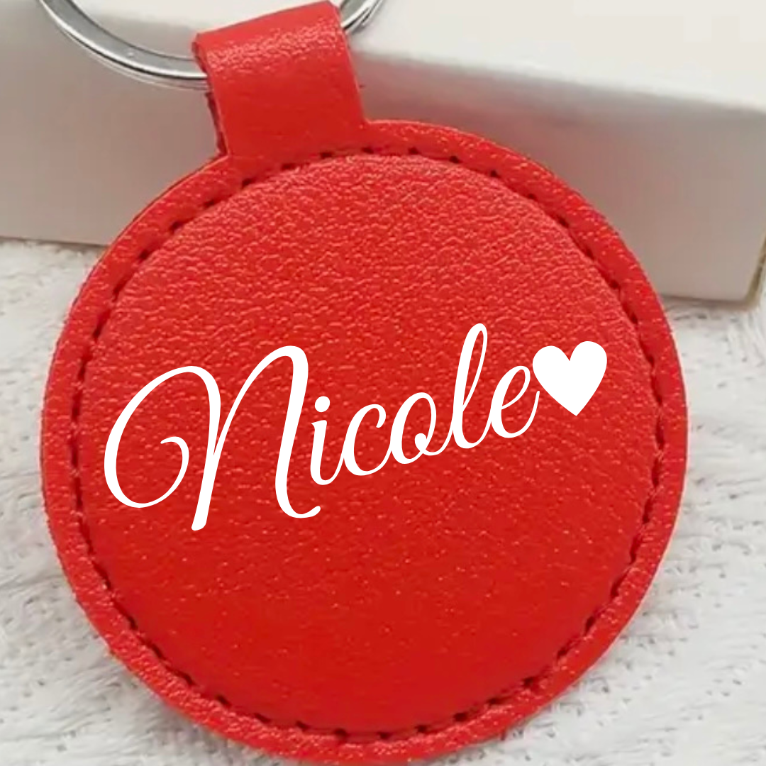 Custom Leather Circle Keychain |Unique Gift - BT Collection LLC