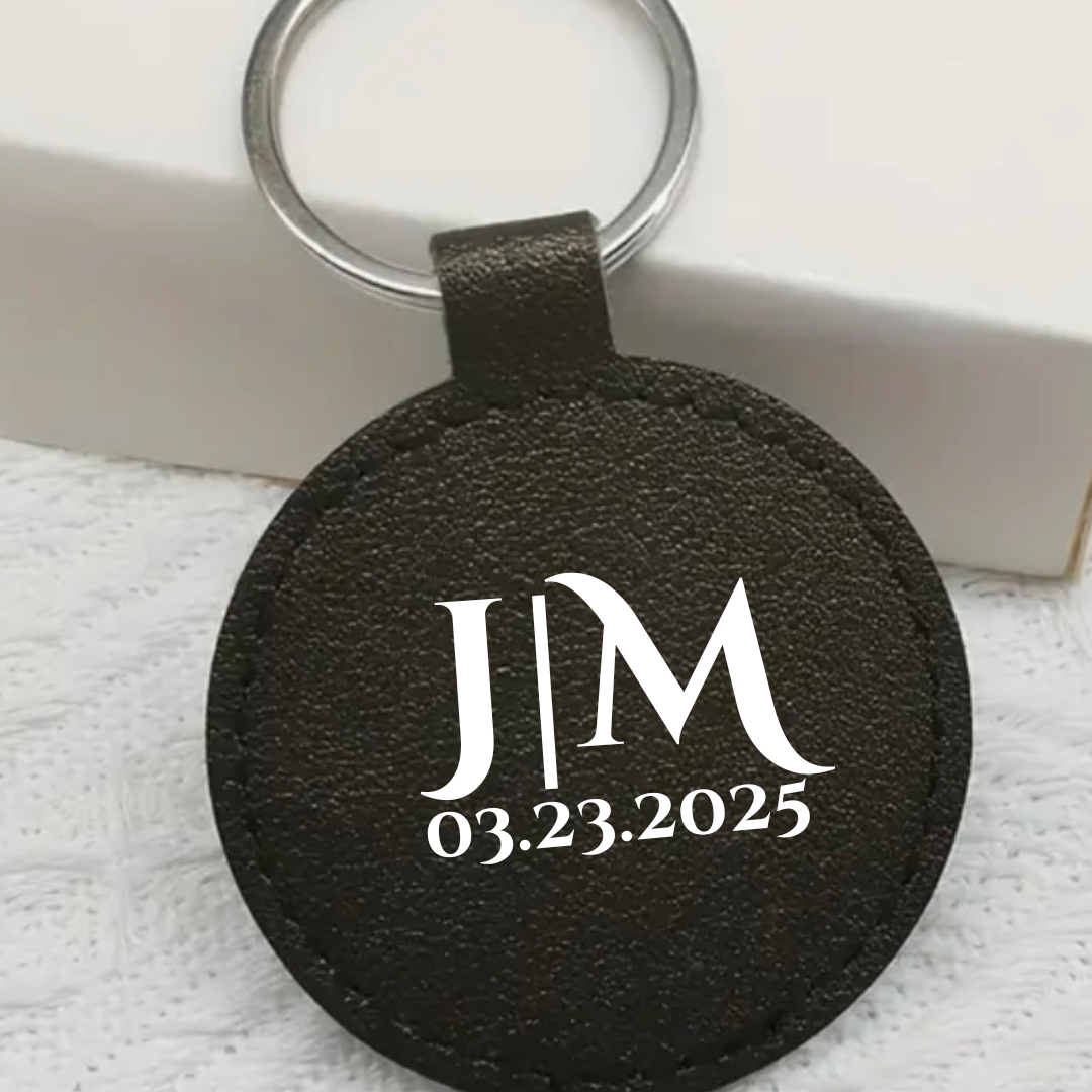 Custom Leather Circle Keychain |Unique Gift - BT Collection LLC