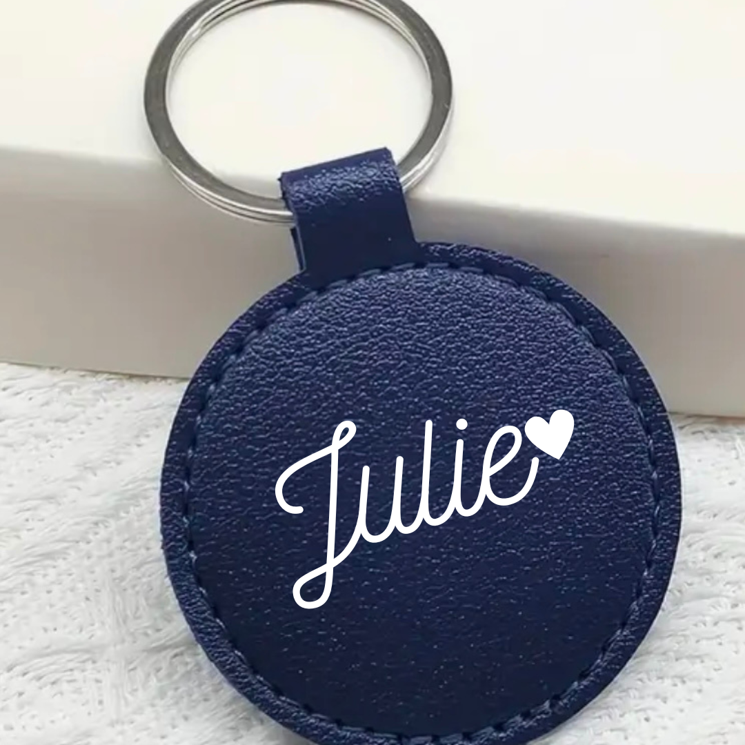 Custom Leather Circle Keychain |Unique Gift - BT Collection LLC