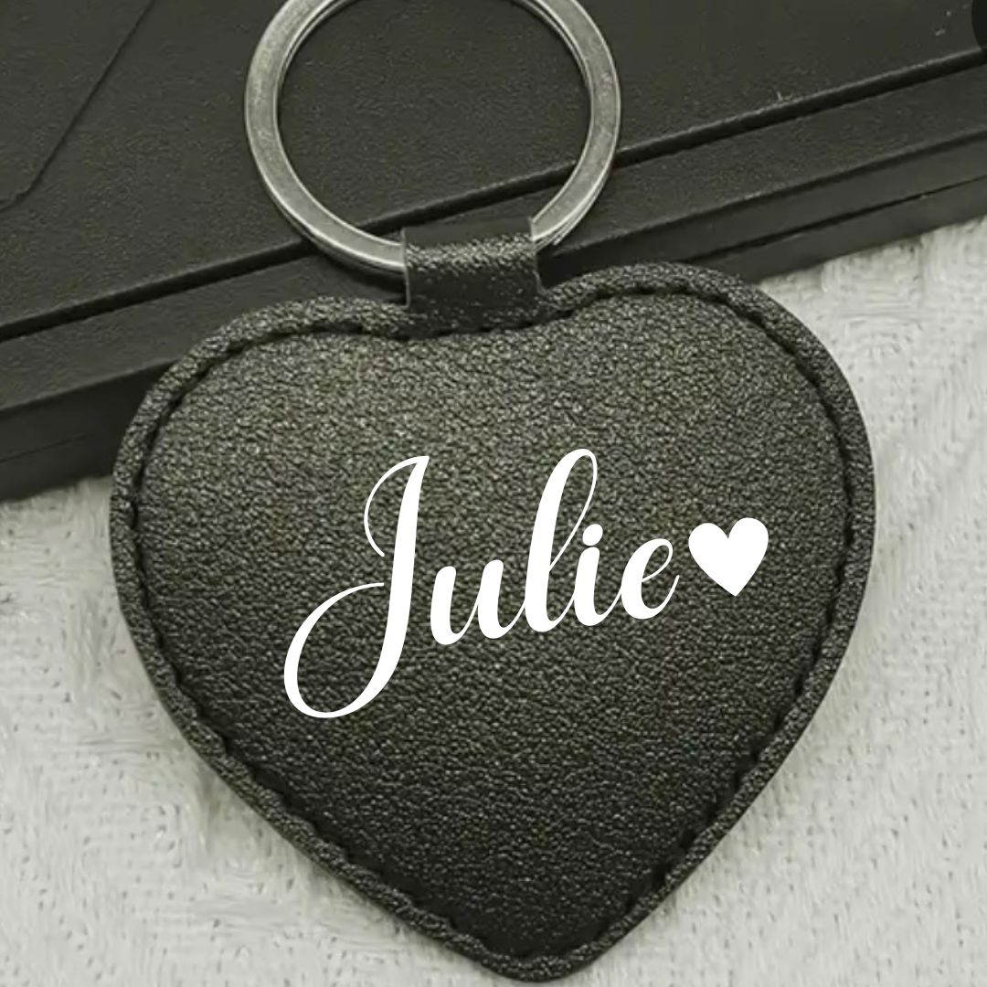 Custom Leather Heart Keychain | Unique Gift for Loved Ones - BT Collection LLC