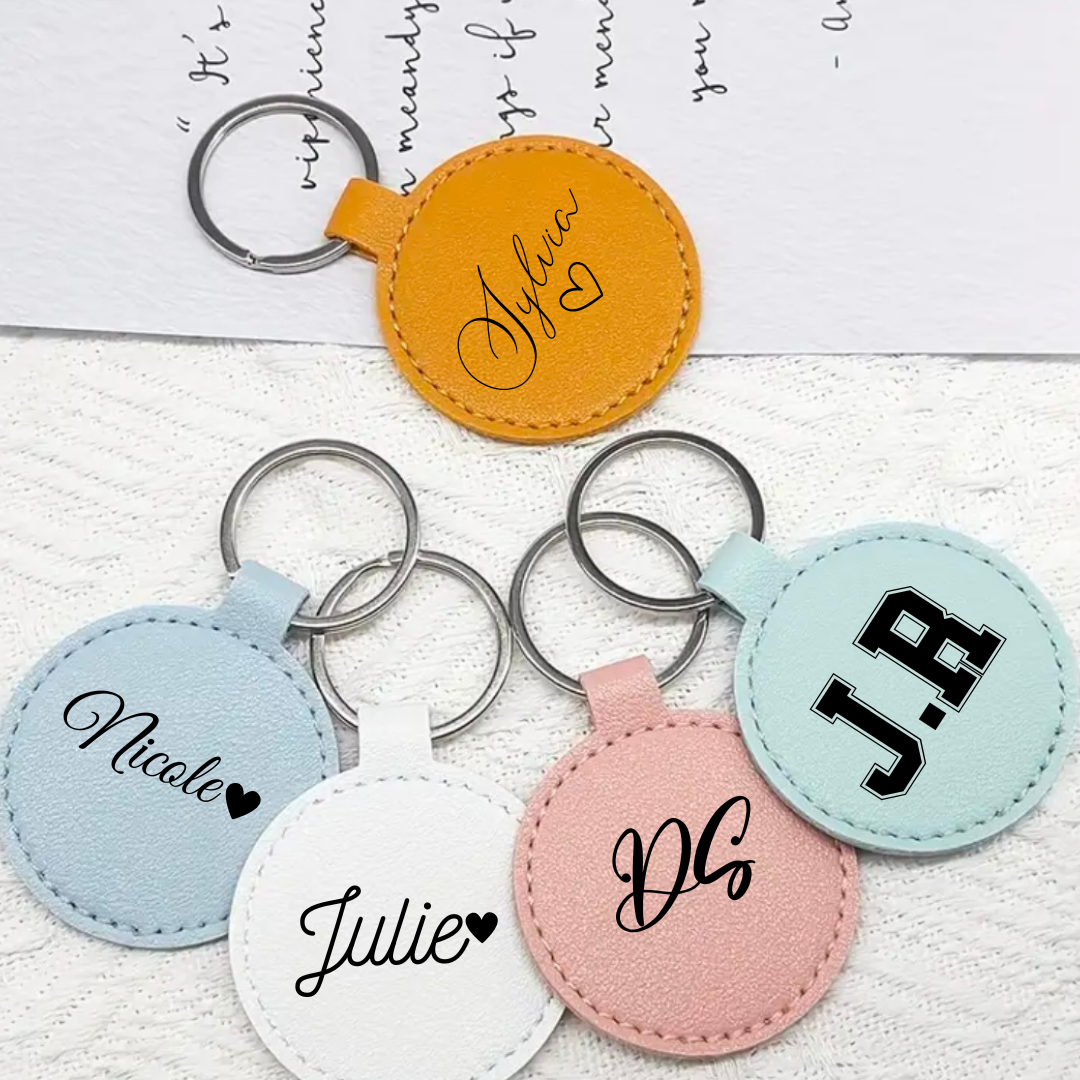Custom Leather Circle Keychain |Unique Gift - BT Collection LLC