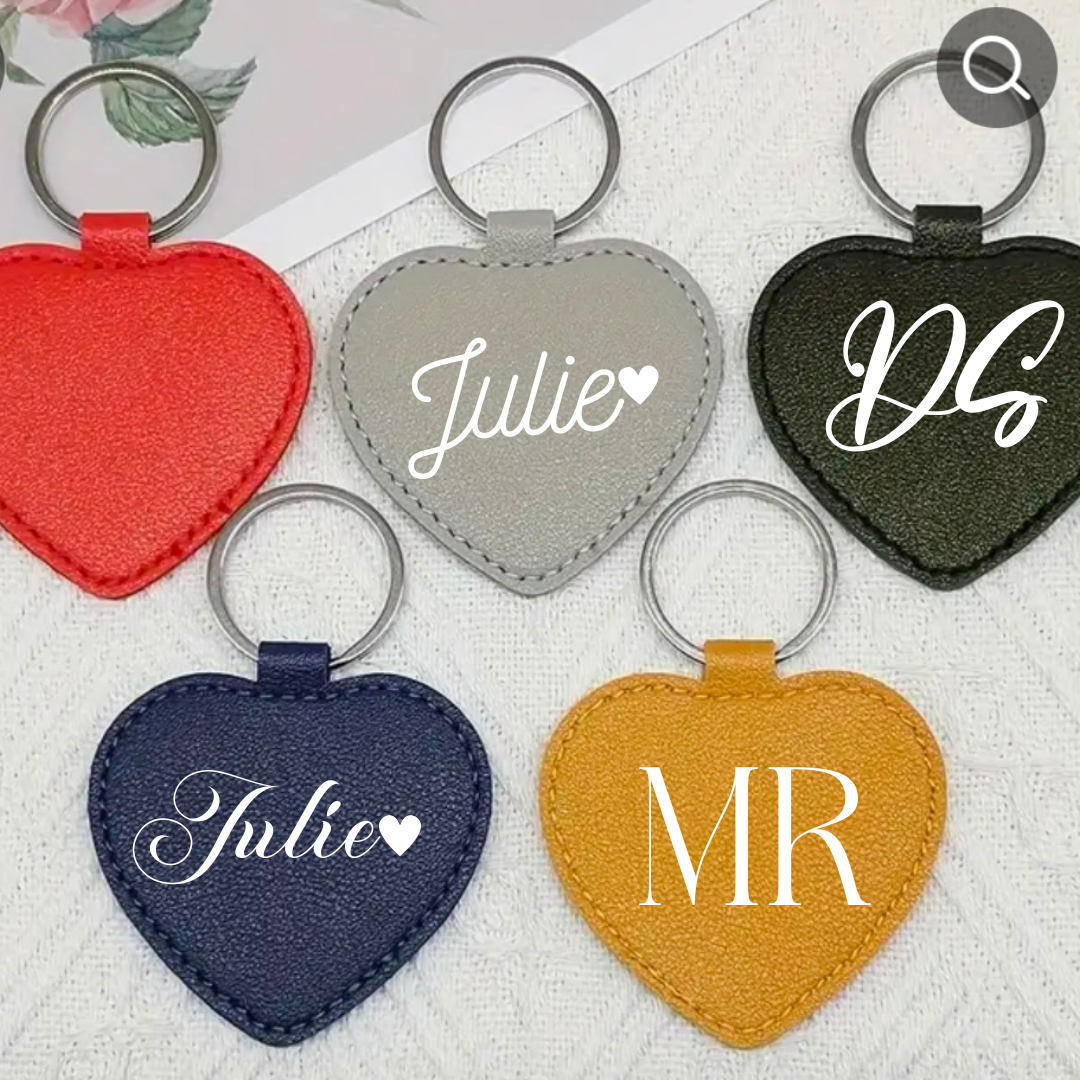Custom Leather Heart Keychain | Unique Gift for Loved Ones - BT Collection LLC