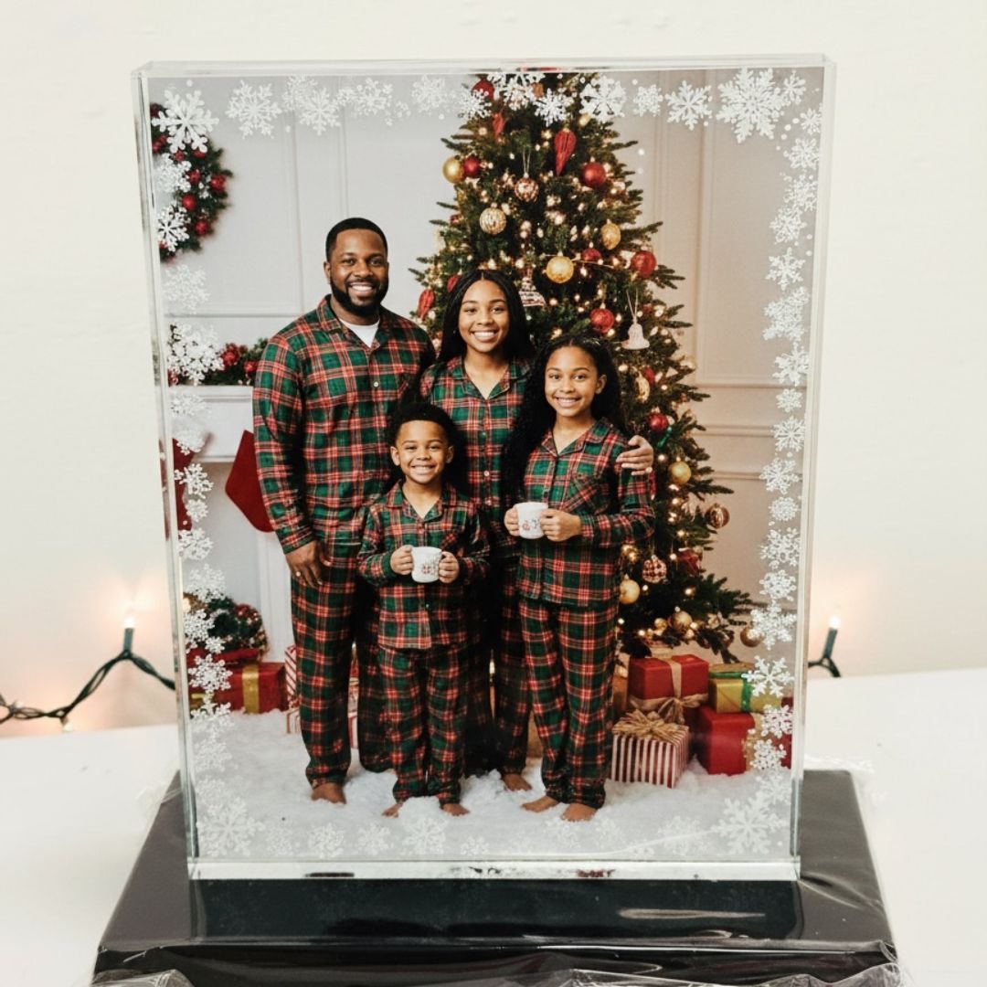 Personalized crystal photo frame with colorful LED Base