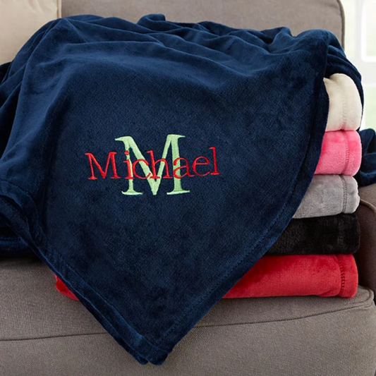 Personalized Embroidered Fleece Blanket with Name - BT Collection LLC