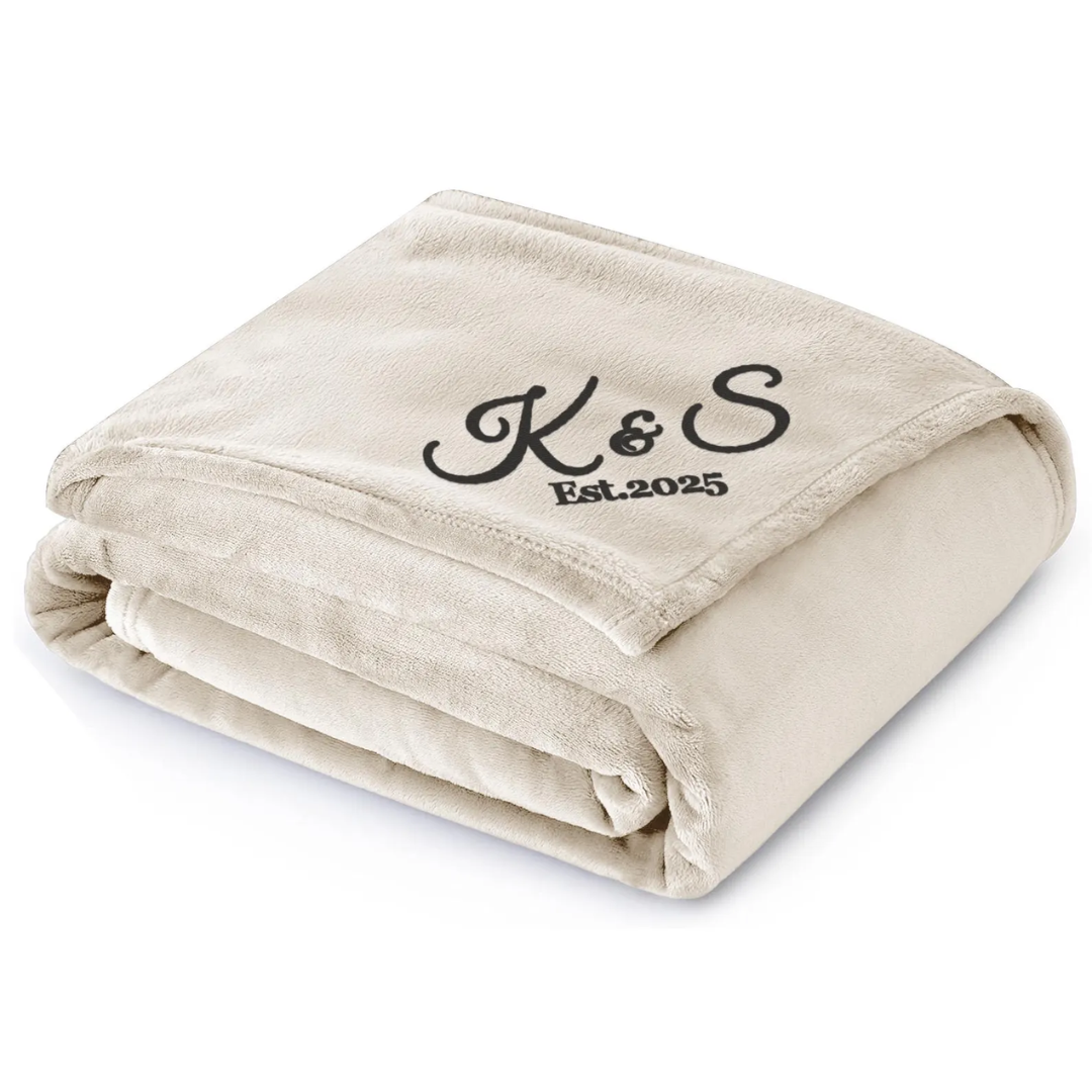 Personalized Embroidered Fleece Blanket with Name - BT Collection LLC