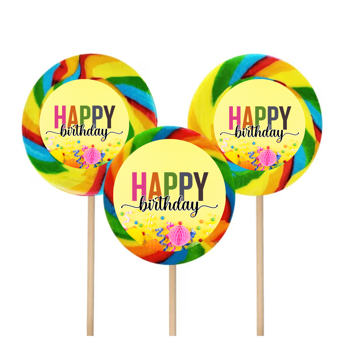 Personalized Jumbo Rainbow Lollipop with Individual Label | Custom Candy Party Favors | 4in Set of 12 - BT Collection LLC