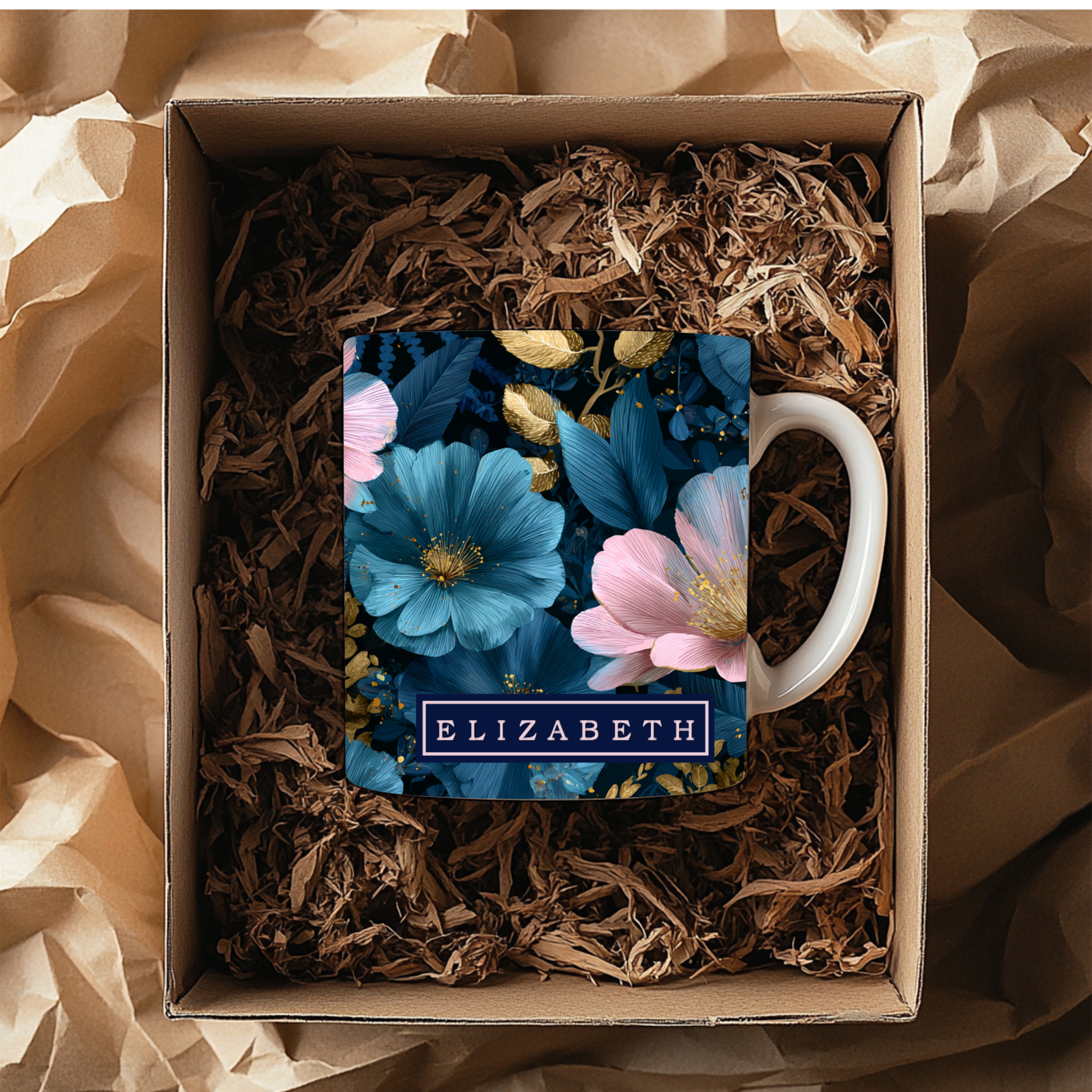 Floral Personalized Name Coffee Mug | Custom Name Gift for Her - BT Collection LLC