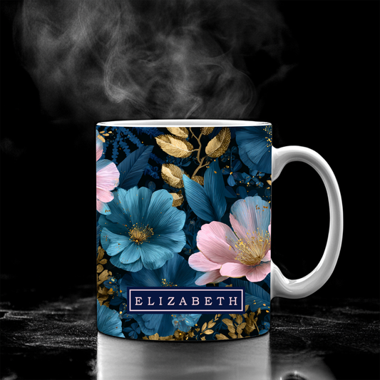 Floral Personalized Name Coffee Mug | Custom Name Gift for Her - BT Collection LLC