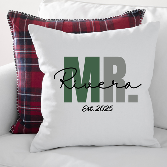 Mr. & Mrs. Personalized Name Throw Pillow - BT Collection LLC