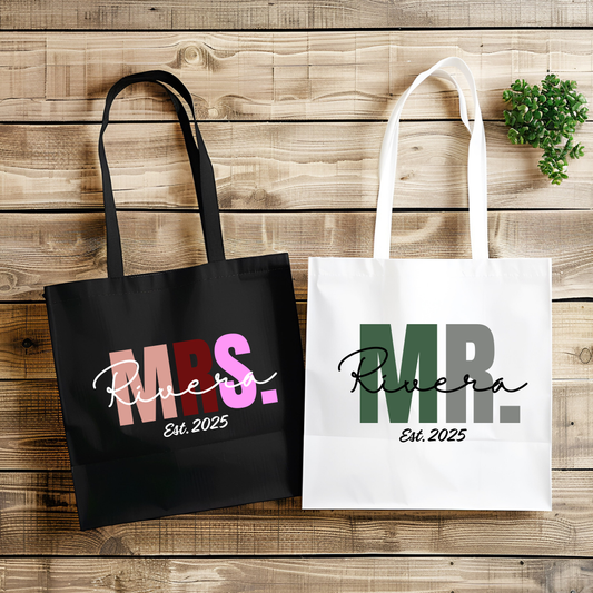 Personalized Mr. & Mrs. Name Tote Wedding Favors - BT Collection LLC