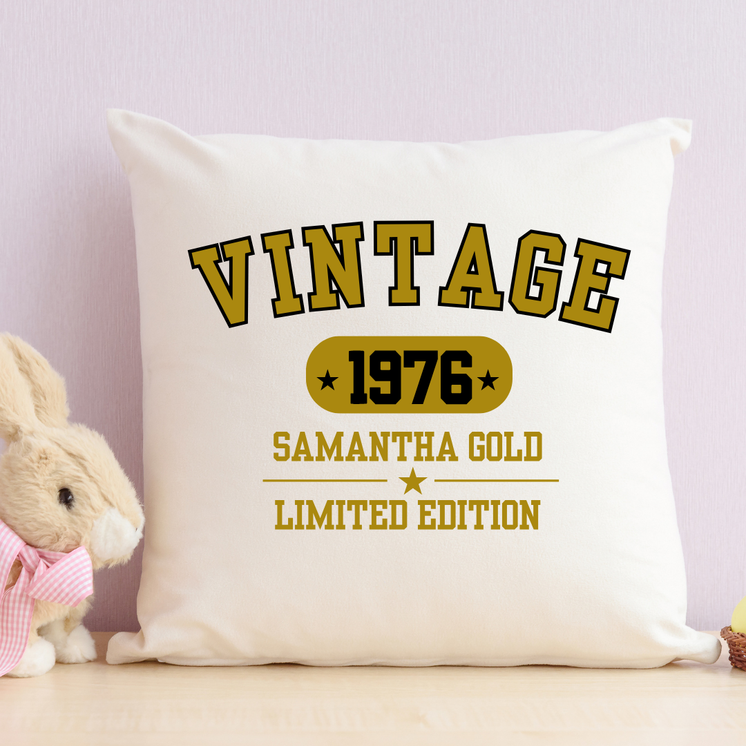 Personalized Vintage Birthday Throw Pillow - BT Collection LLC