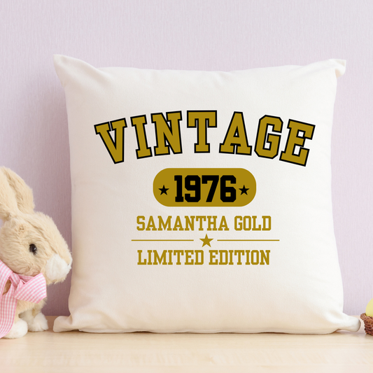 Personalized Vintage Birthday Throw Pillow - BT Collection LLC