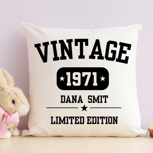 Personalized Vintage Birthday Throw Pillow - BT Collection LLC