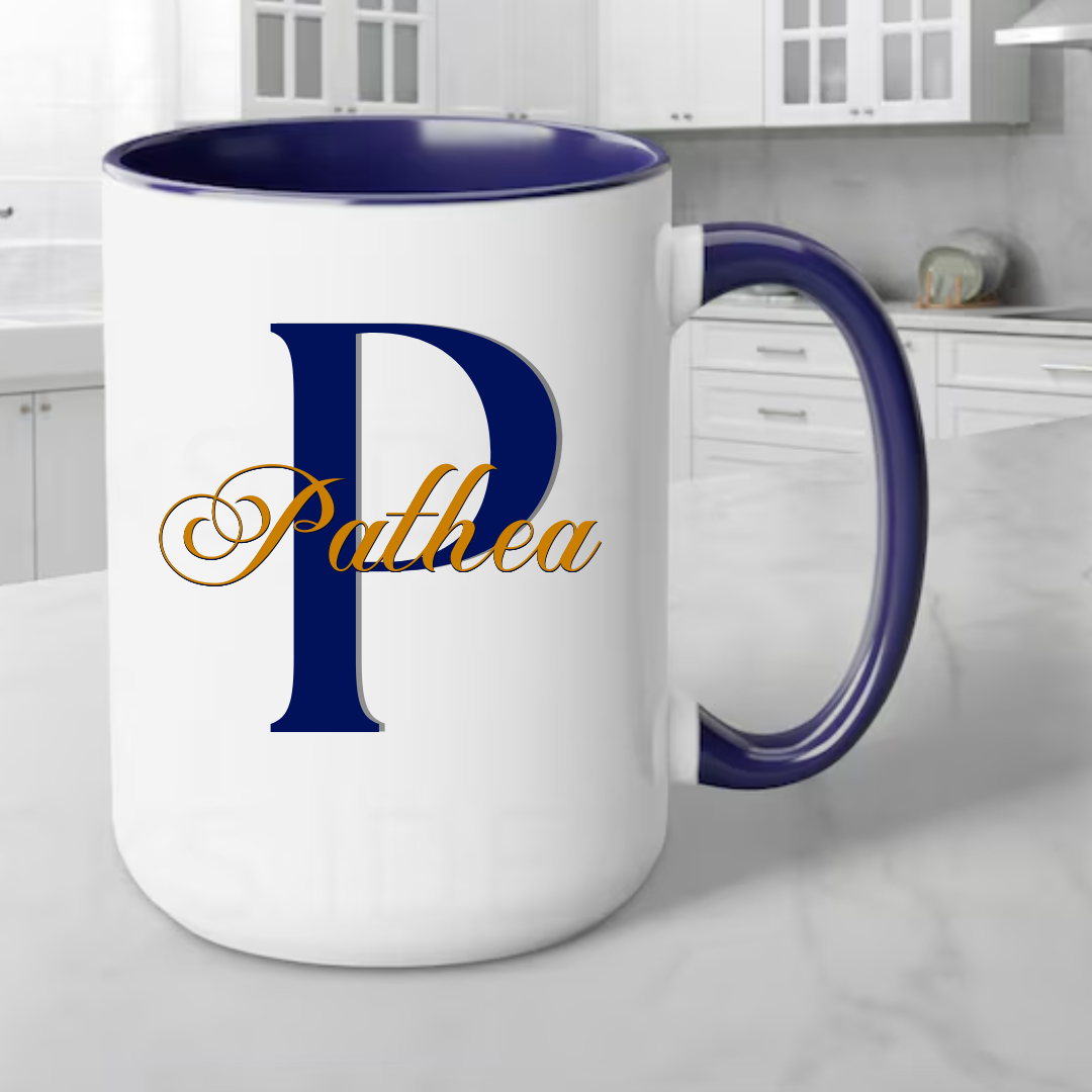 Monogram Initial Name Mug | 15oz Personalized Coffee Mug | Custom Name Mug - BT Collection LLC