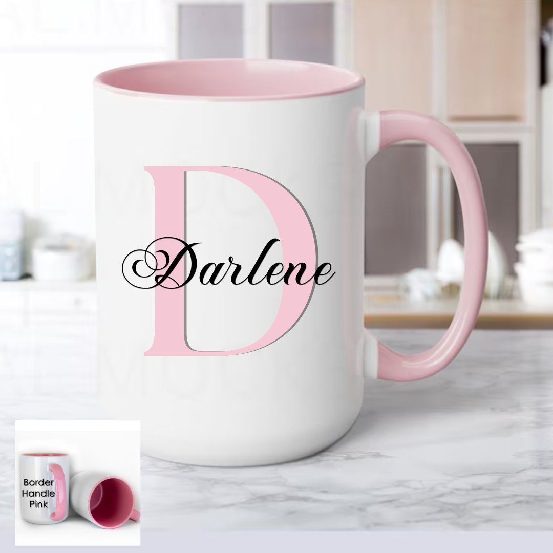 Monogram Initial Name Mug | 15oz Personalized Coffee Mug | Custom Name Mug - BT Collection LLC